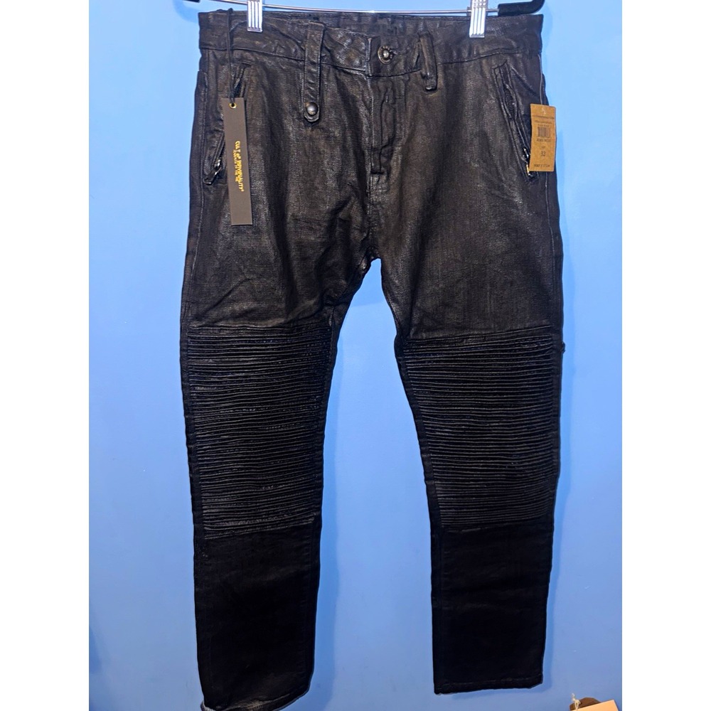 Cult of Individuality Rebel Moto Slim Skinny Jeans Black Wash 32/34 650-15B-347A